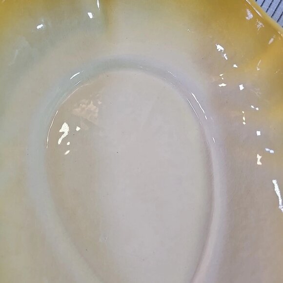 Vintage MCM Los Angeles Potteries Fall Yellow Ombre Leaf Serving Bowl 14" - Picture 10 of 10